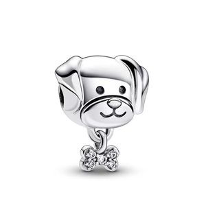 NEW•Silver925 Puppy DIY charm w/Bow tie dangle